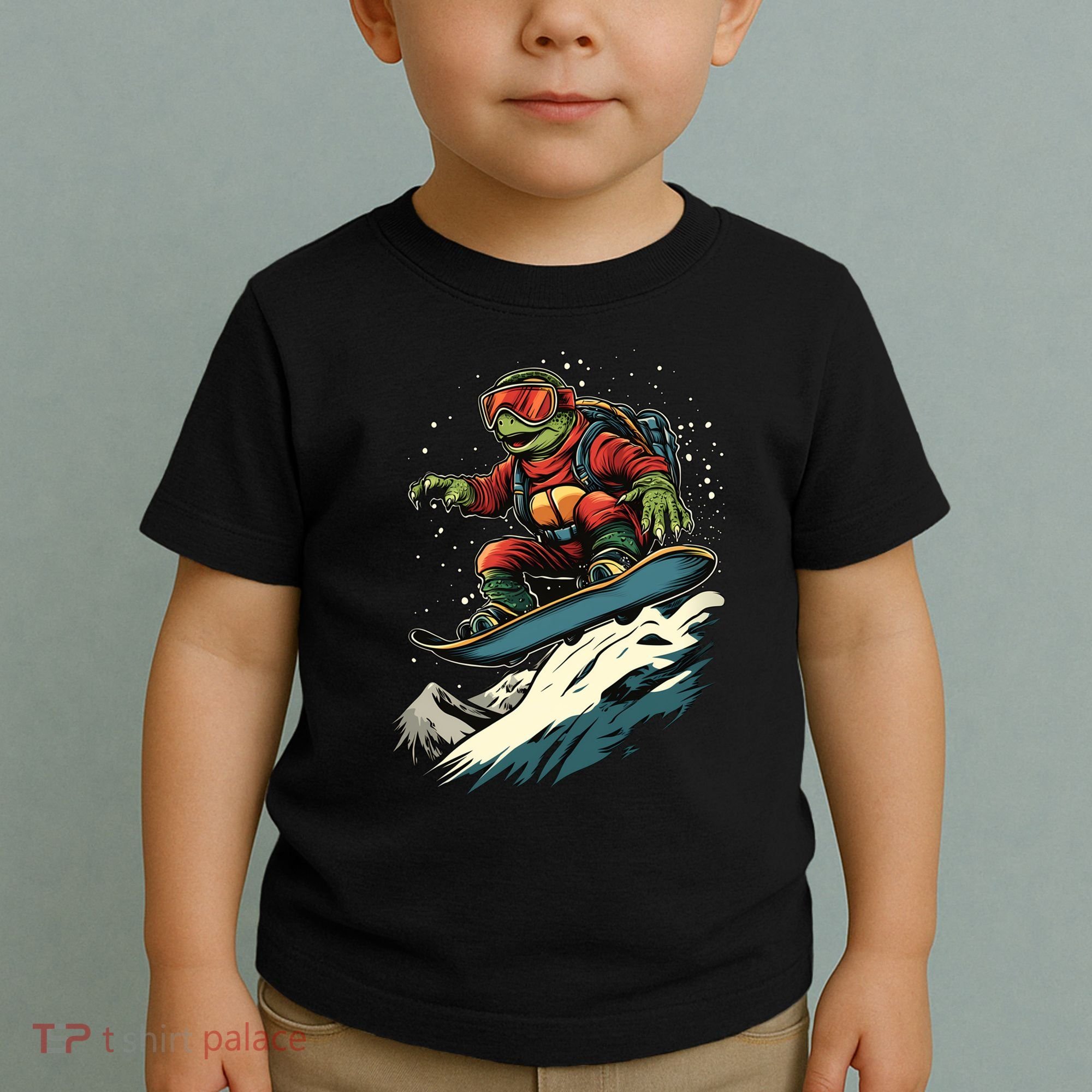 Turtle On A Snowboard Snowboarding Toddler T-Shirt