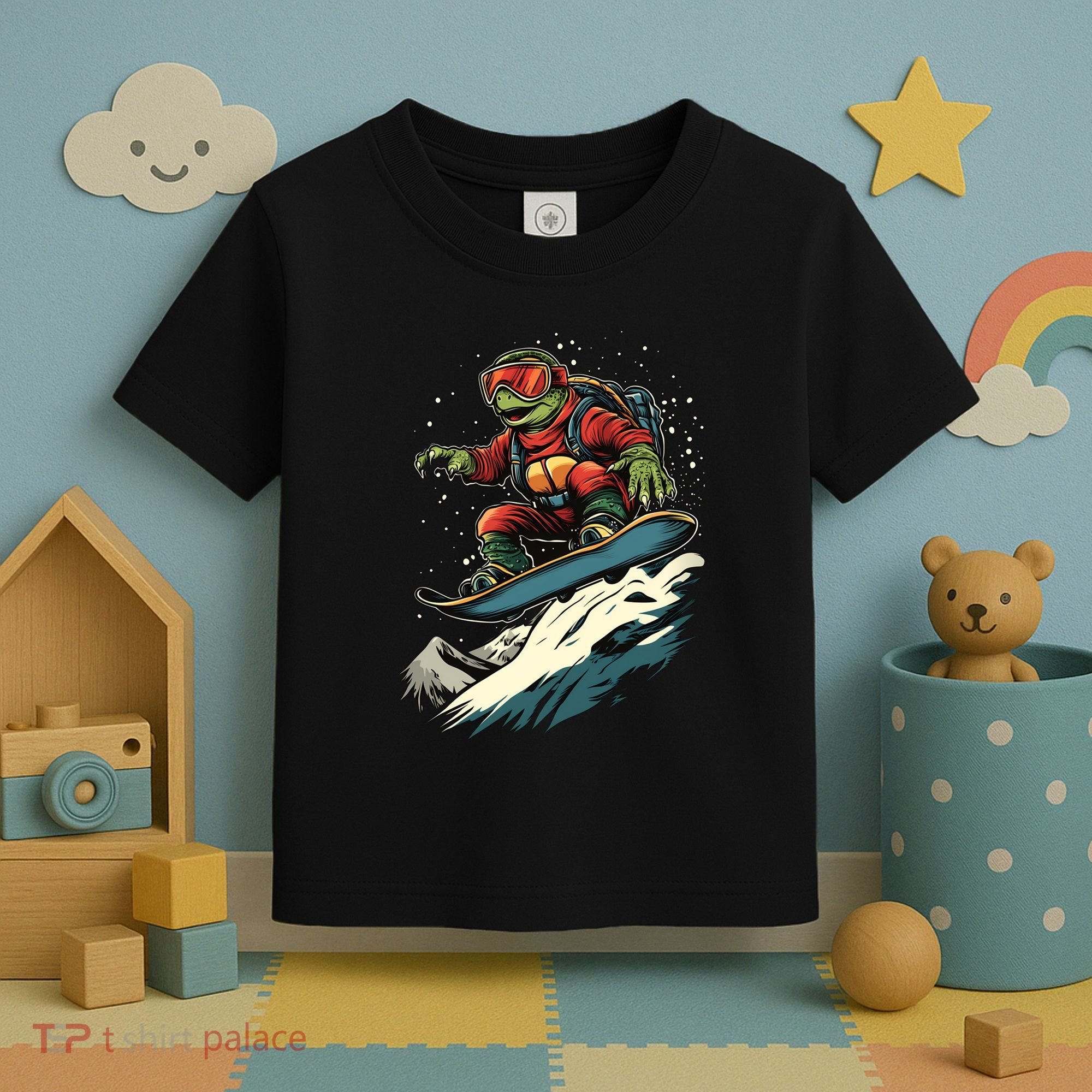 Turtle On A Snowboard Snowboarding Toddler T-Shirt