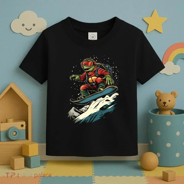 Turtle On A Snowboard Snowboarding Toddler T-Shirt