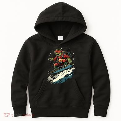 Turtle On A Snowboard Snowboarding Kids Hoodie