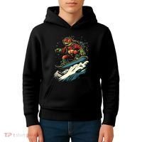 Turtle On A Snowboard Snowboarding Kids Hoodie thumb 4