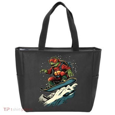Turtle On A Snowboard Snowboarding Tote Bag