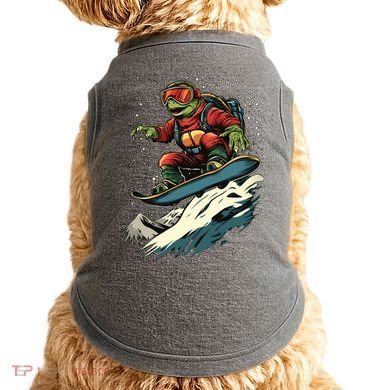 Turtle On A Snowboard Snowboarding Doggie Tank