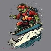 Turtle On A Snowboard Snowboarding Doggie Tank thumb 3