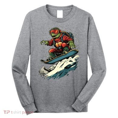 Turtle On A Snowboard Snowboarding Long Sleeve Shirt