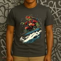 Turtle On A Snowboard Snowboarding T-Shirt thumb 3