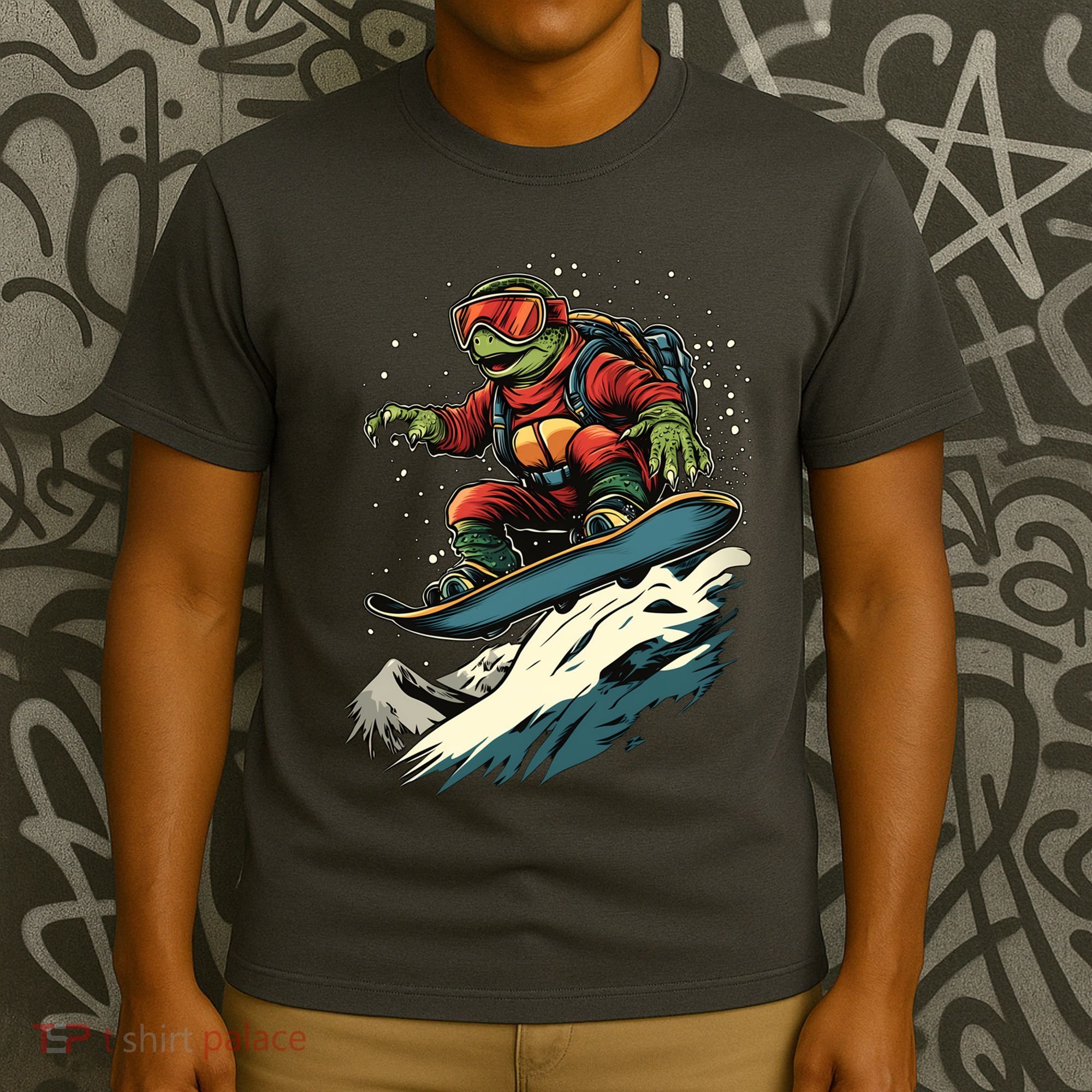 Turtle On A Snowboard Snowboarding T-Shirt