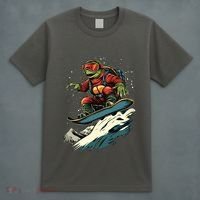 Turtle On A Snowboard Snowboarding T-Shirt thumb 4