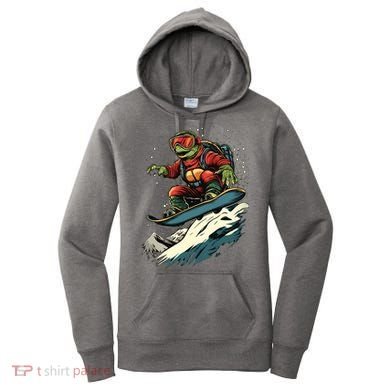 Turtle On A Snowboard Snowboarding Women's Hoodie