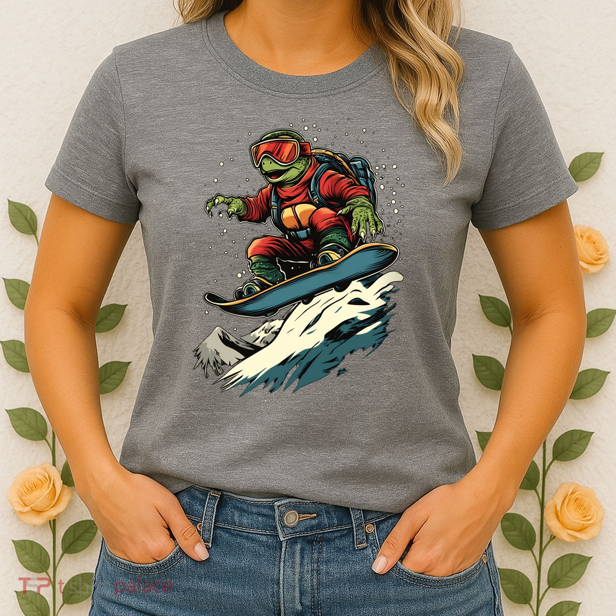 Turtle On A Snowboard Snowboarding Women's T-Shirt