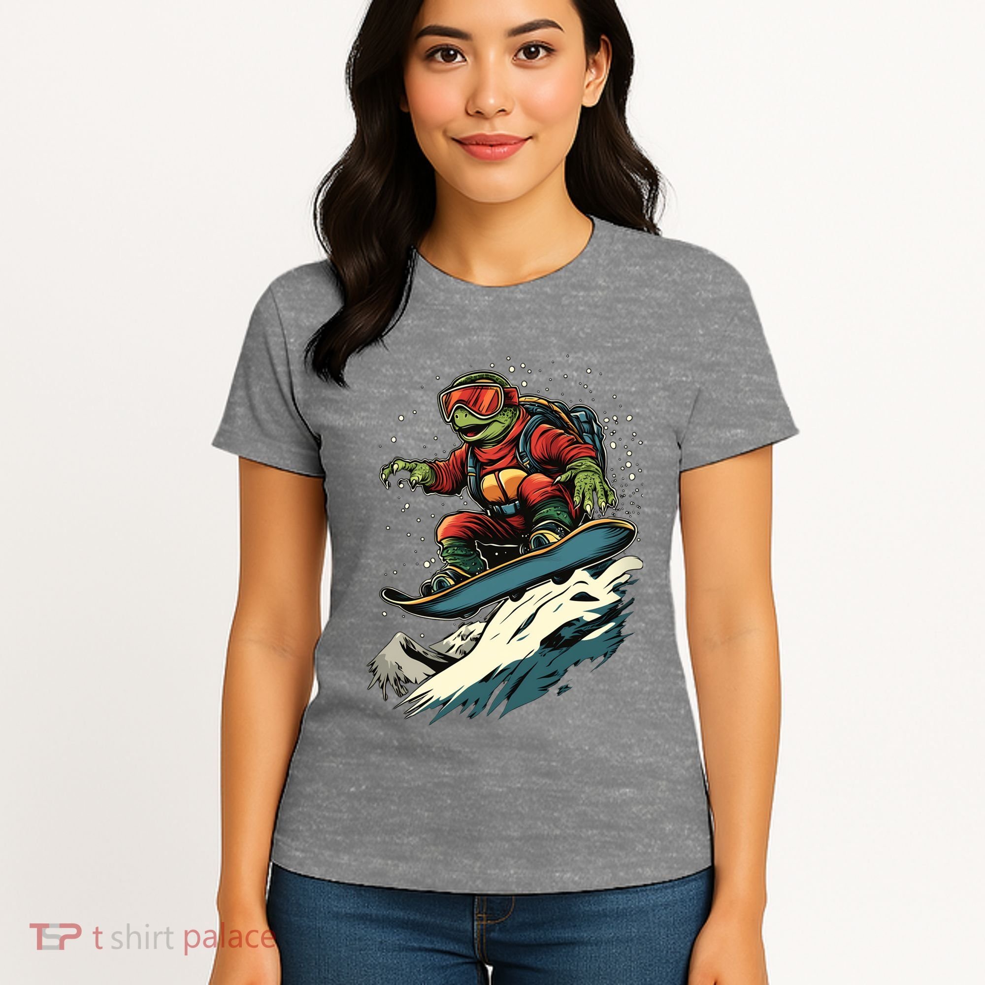 Turtle On A Snowboard Snowboarding Women's T-Shirt