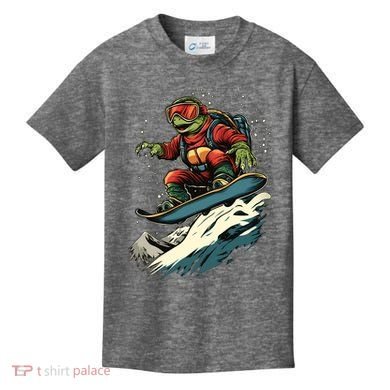 Turtle On A Snowboard Snowboarding Kids T-Shirt