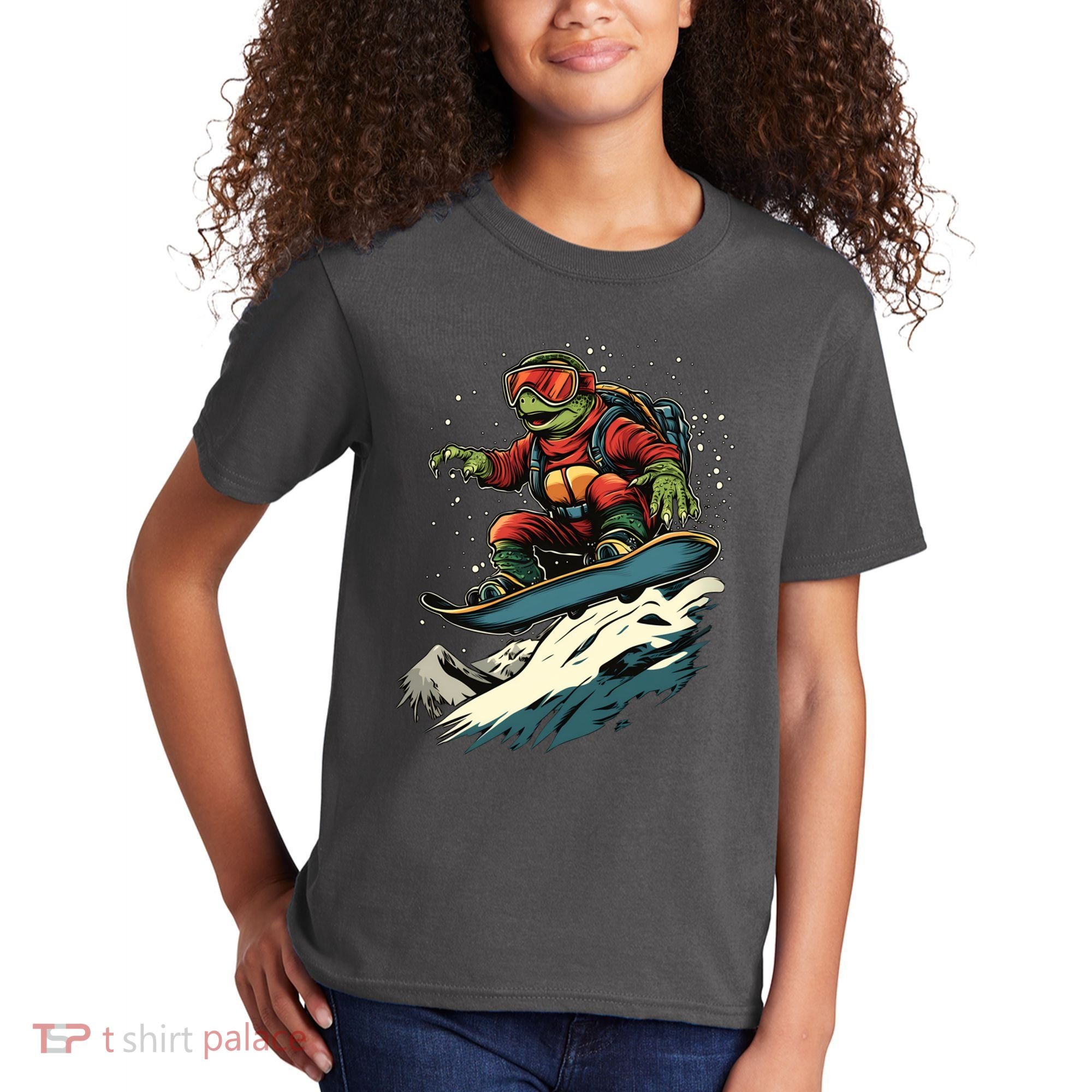 Turtle On A Snowboard Snowboarding Kids T-Shirt
