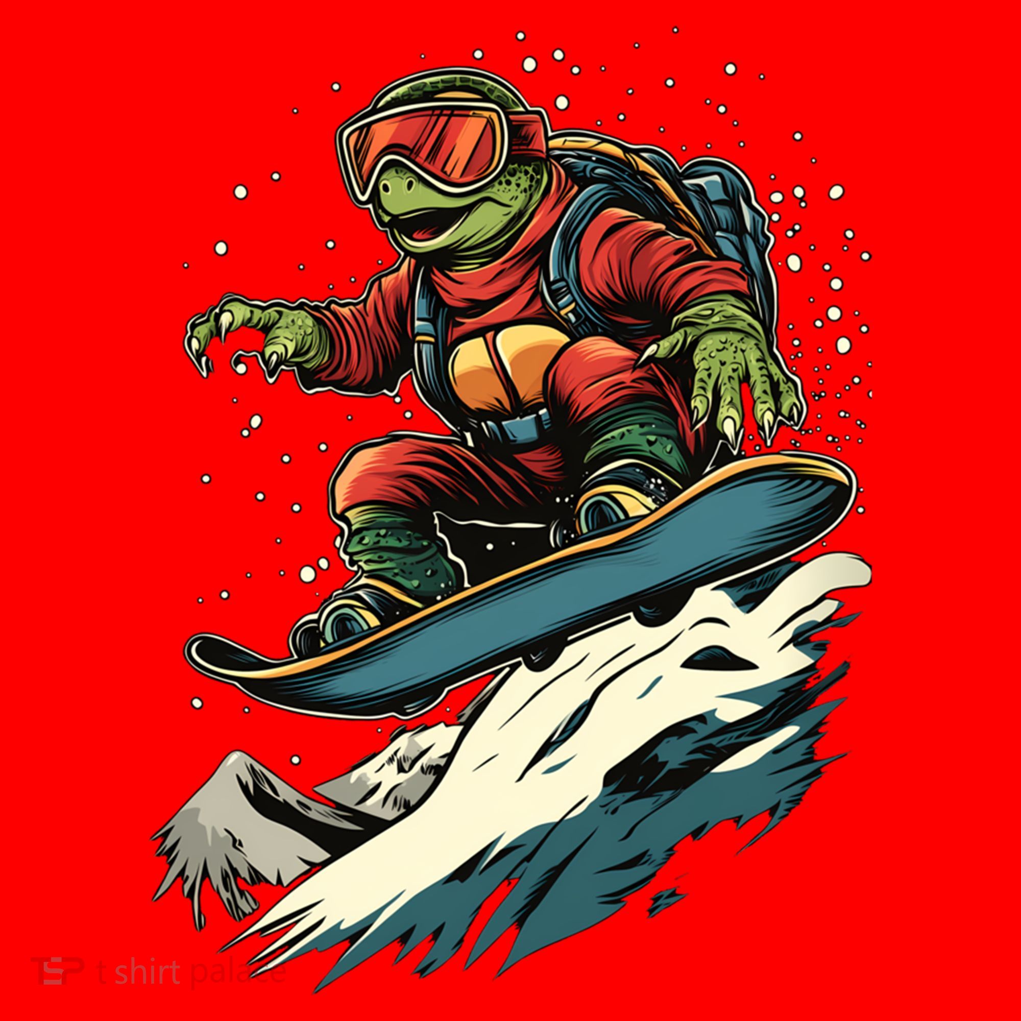Turtle On A Snowboard Snowboarding Santa Hat
