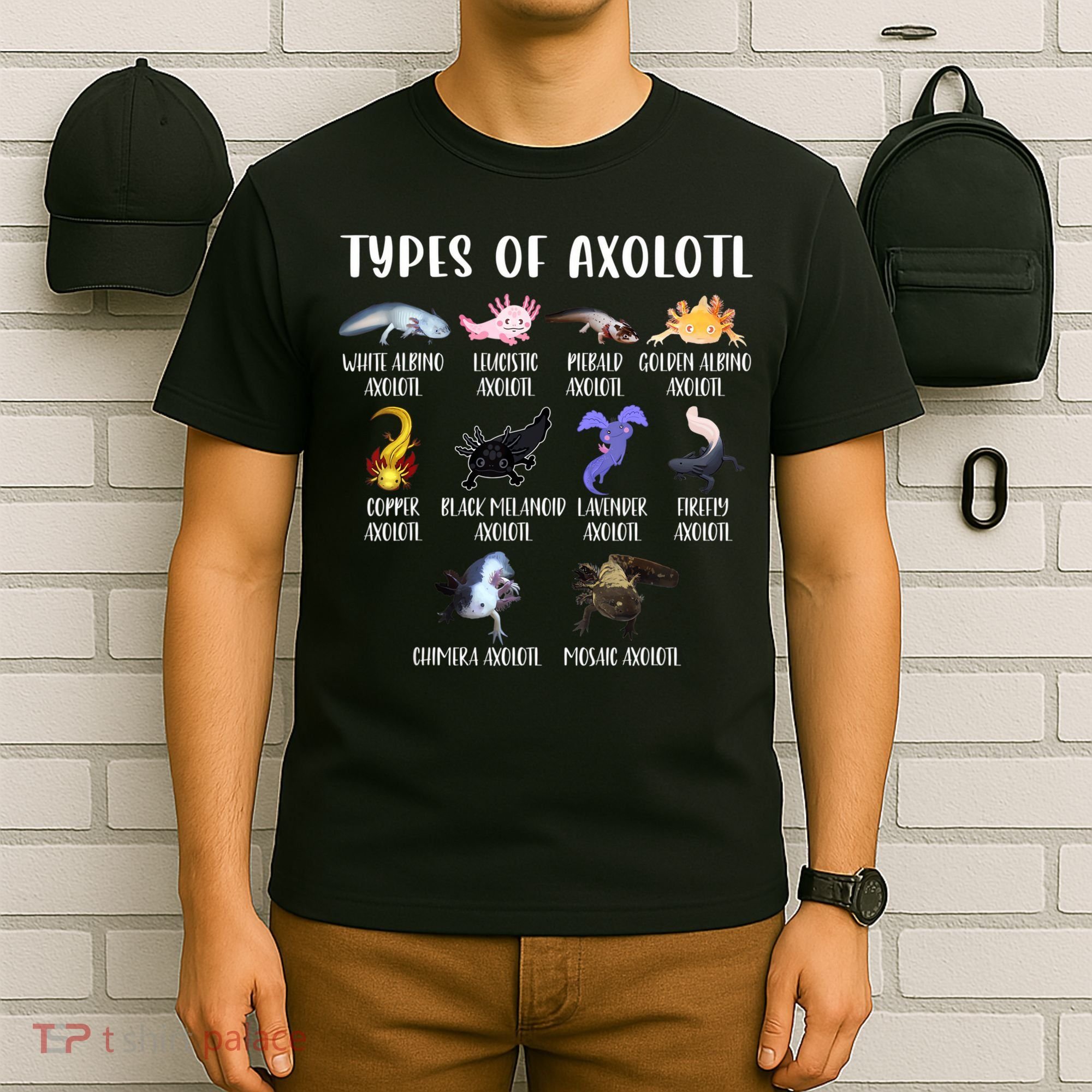Types Of Axolotl Art Cute Different Species Of Axolotl T-Shirt