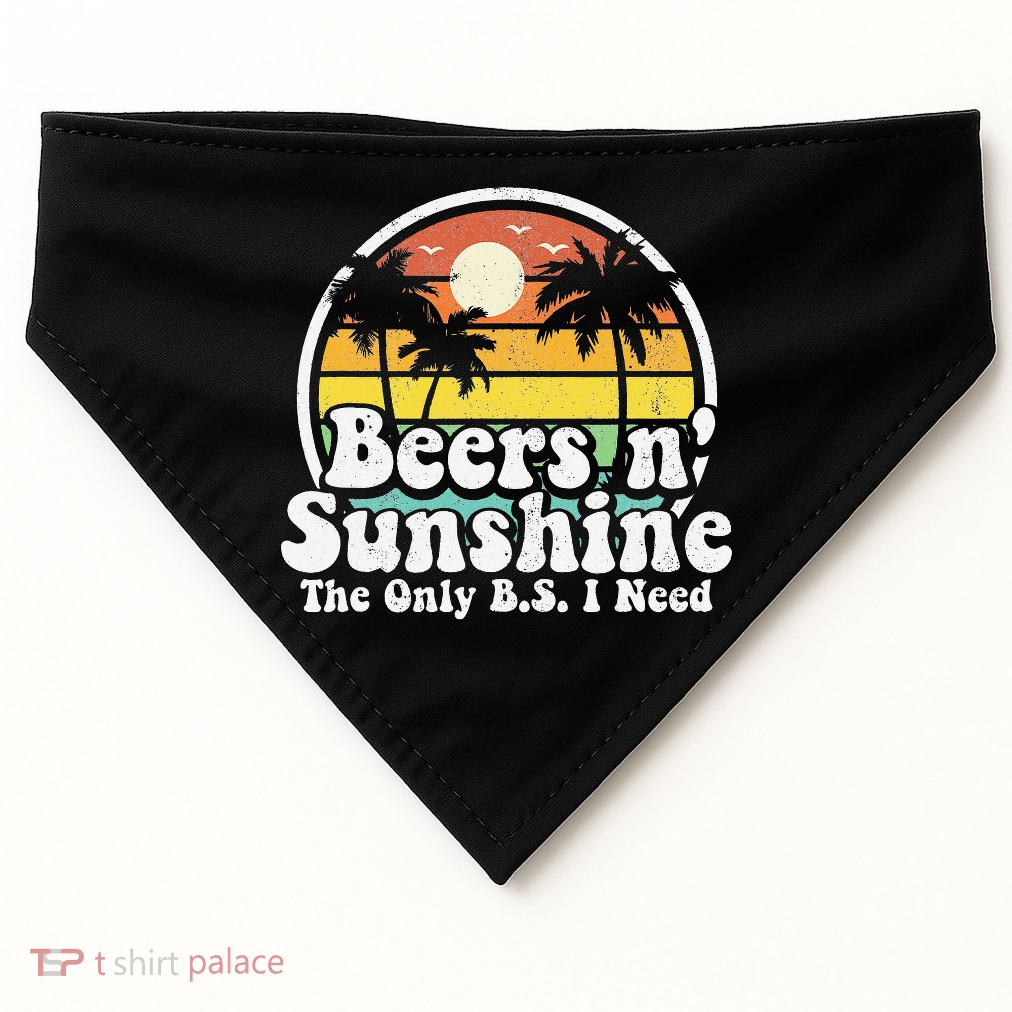 The Only BS I Need Is Beers and Sunshine Retro Beach Gift USA-Made Doggie Bandana