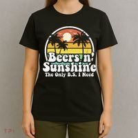 The Only BS I Need Is Beers and Sunshine Retro Beach Gift T-Shirt thumb 4
