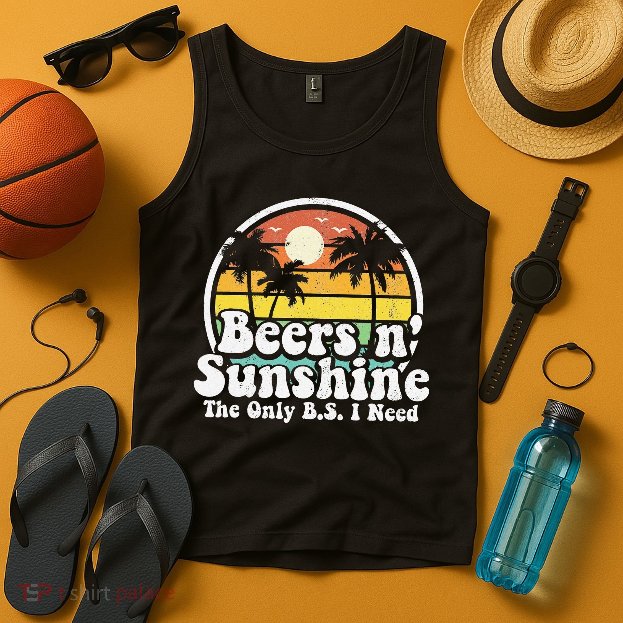 The Only BS I Need Is Beers and Sunshine Retro Beach Gift Tank Top