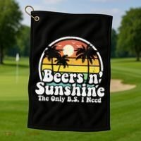 The Only BS I Need Is Beers and Sunshine Retro Beach Gift Golf Towel thumb 1