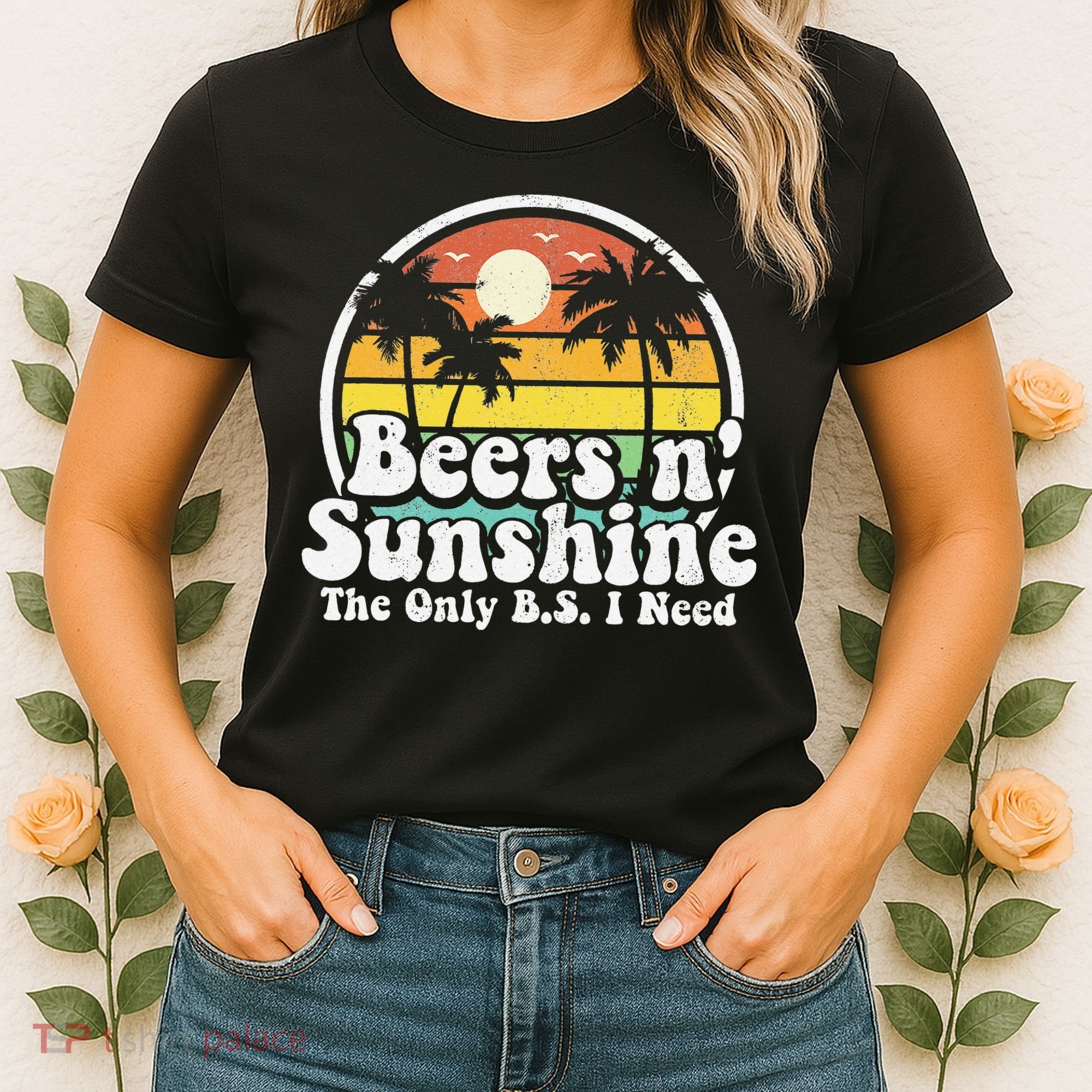 The Only BS I Need Is Beers and Sunshine Retro Beach Gift Women's T-Shirt