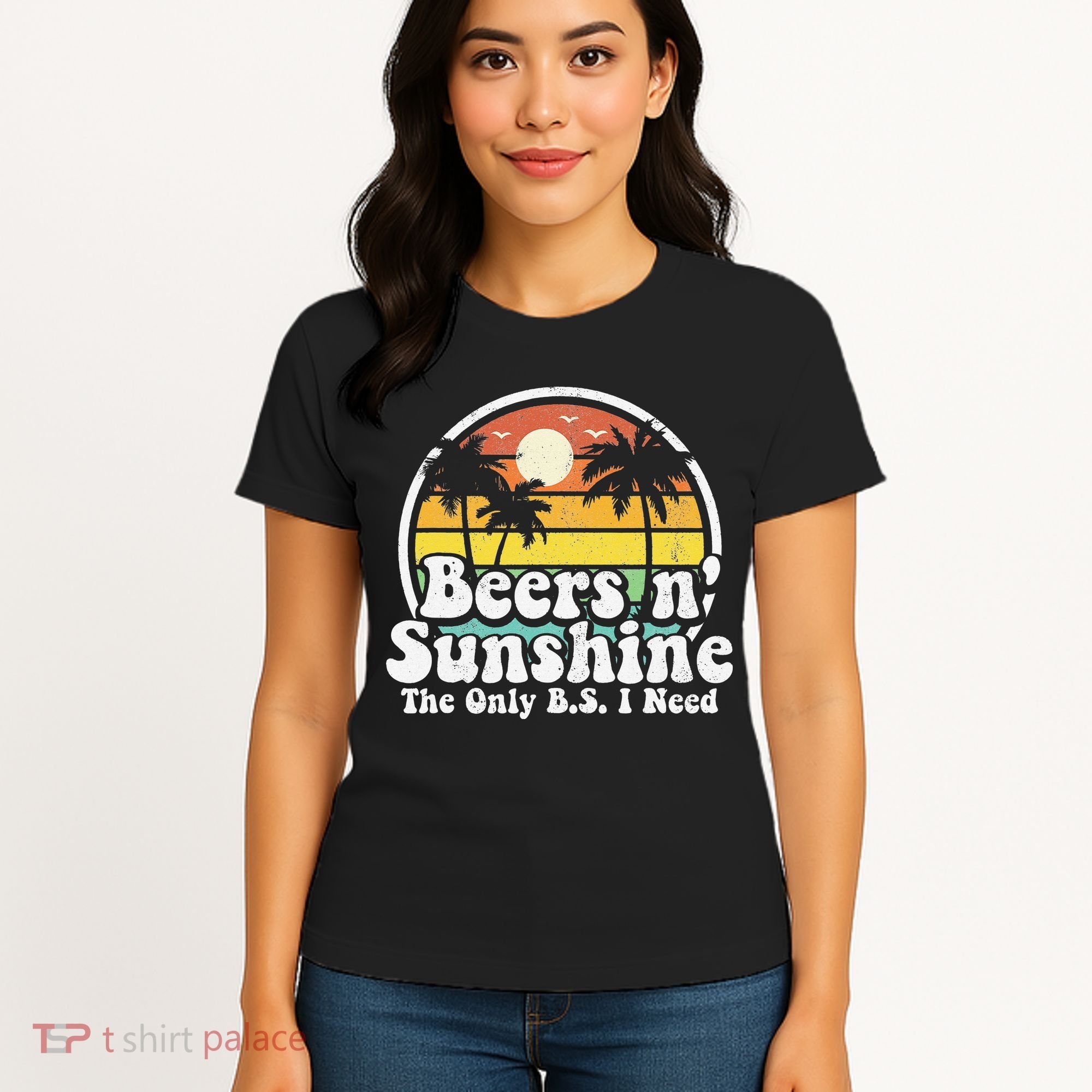 The Only BS I Need Is Beers and Sunshine Retro Beach Gift Women's T-Shirt