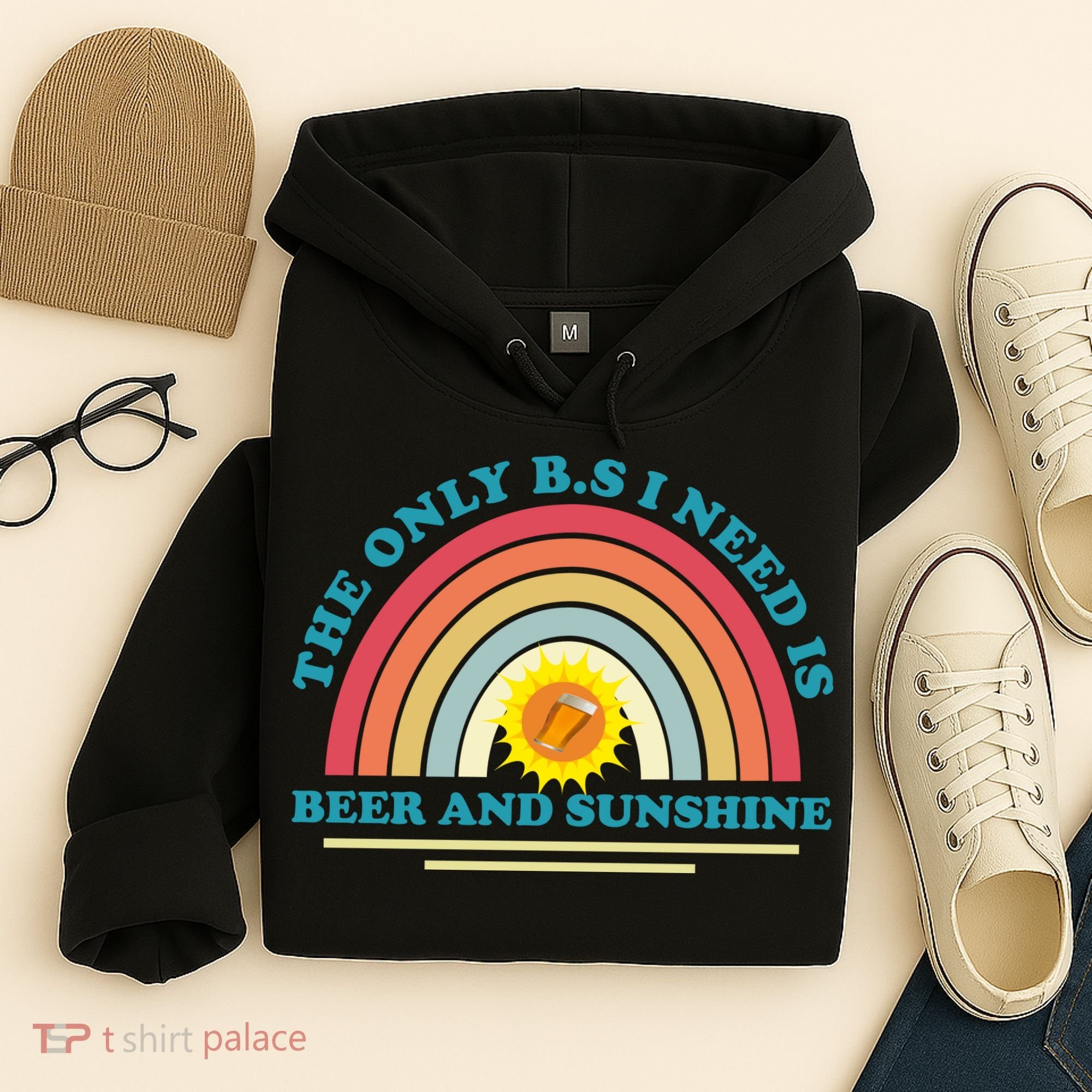 The Only BS I Need Is Beer And Sunshine Boho Rainbow Hoodie