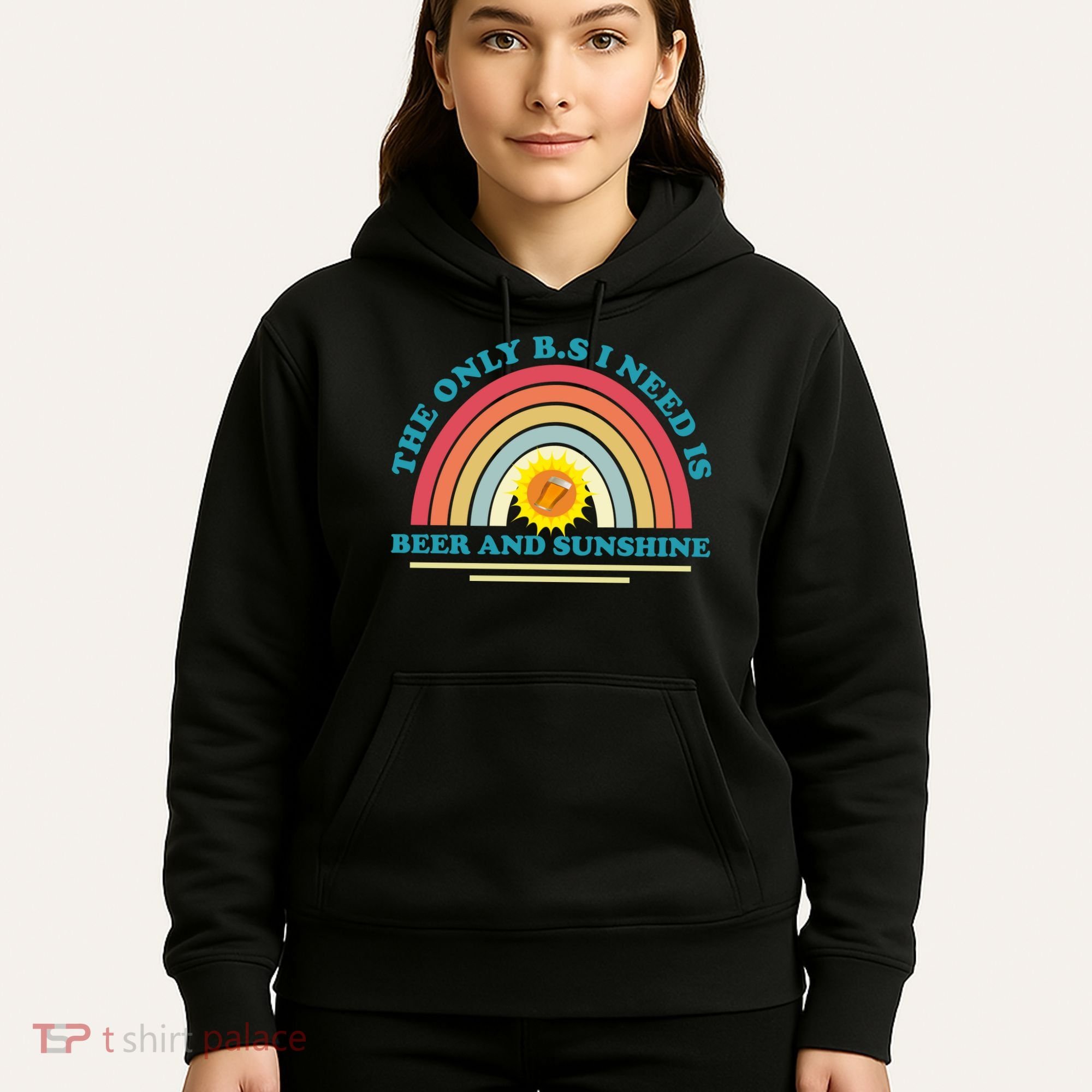 The Only BS I Need Is Beer And Sunshine Boho Rainbow Hoodie