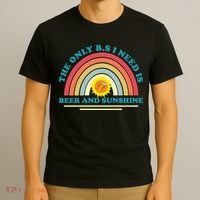The Only BS I Need Is Beer And Sunshine Boho Rainbow T-Shirt thumb 3