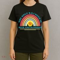 The Only BS I Need Is Beer And Sunshine Boho Rainbow T-Shirt thumb 4