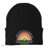 The Only BS I Need Is Beer And Sunshine Boho Rainbow Beanie thumb 0