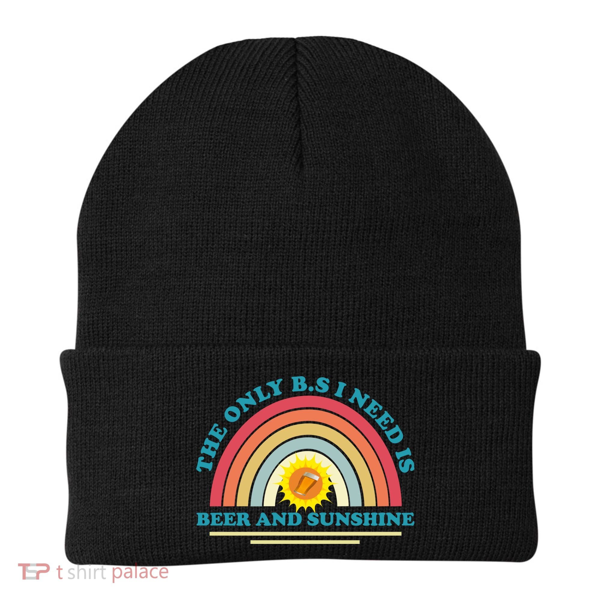 The Only BS I Need Is Beer And Sunshine Boho Rainbow Beanie