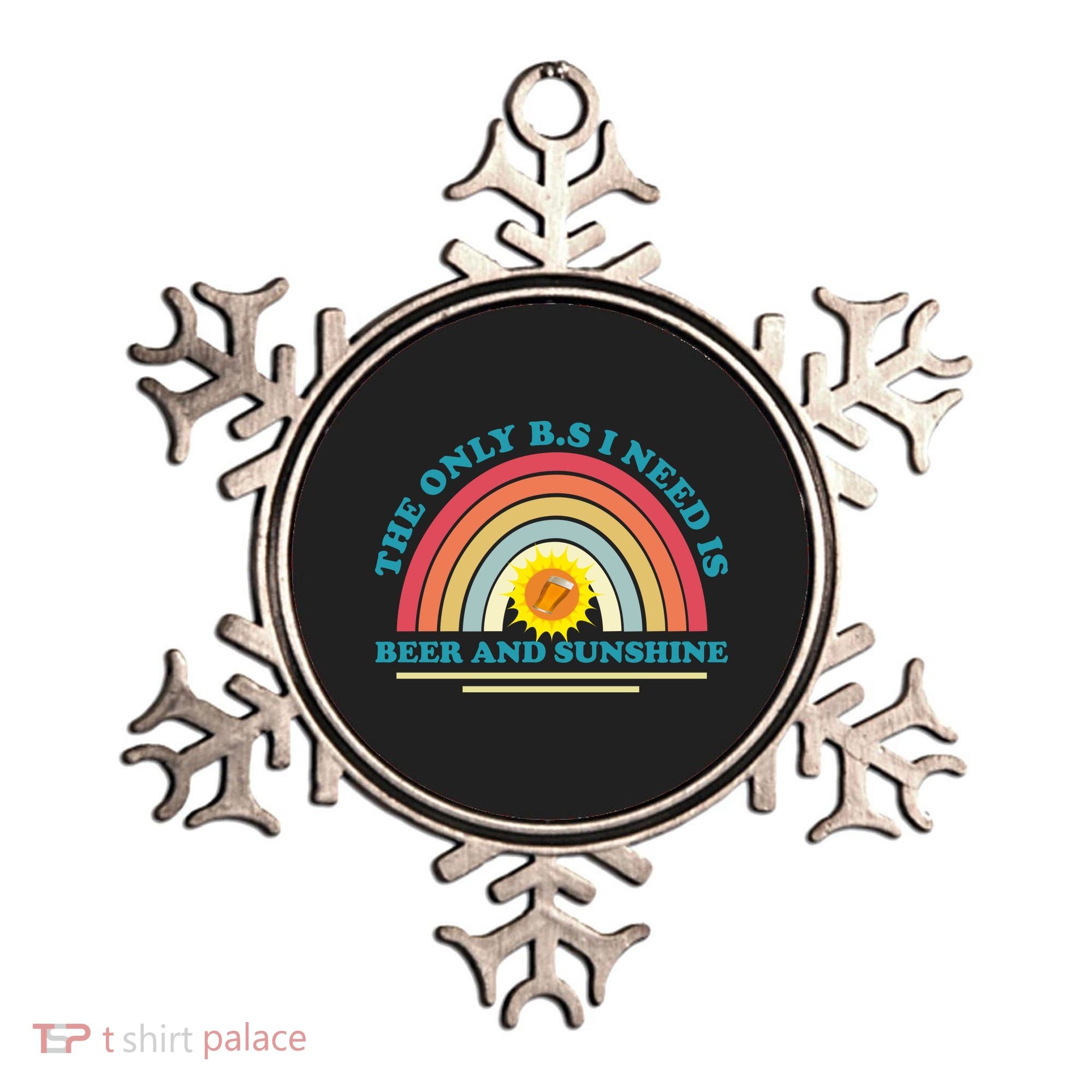 The Only BS I Need Is Beer And Sunshine Boho Rainbow Ornament