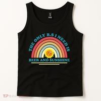 The Only BS I Need Is Beer And Sunshine Boho Rainbow Tank Top thumb 2