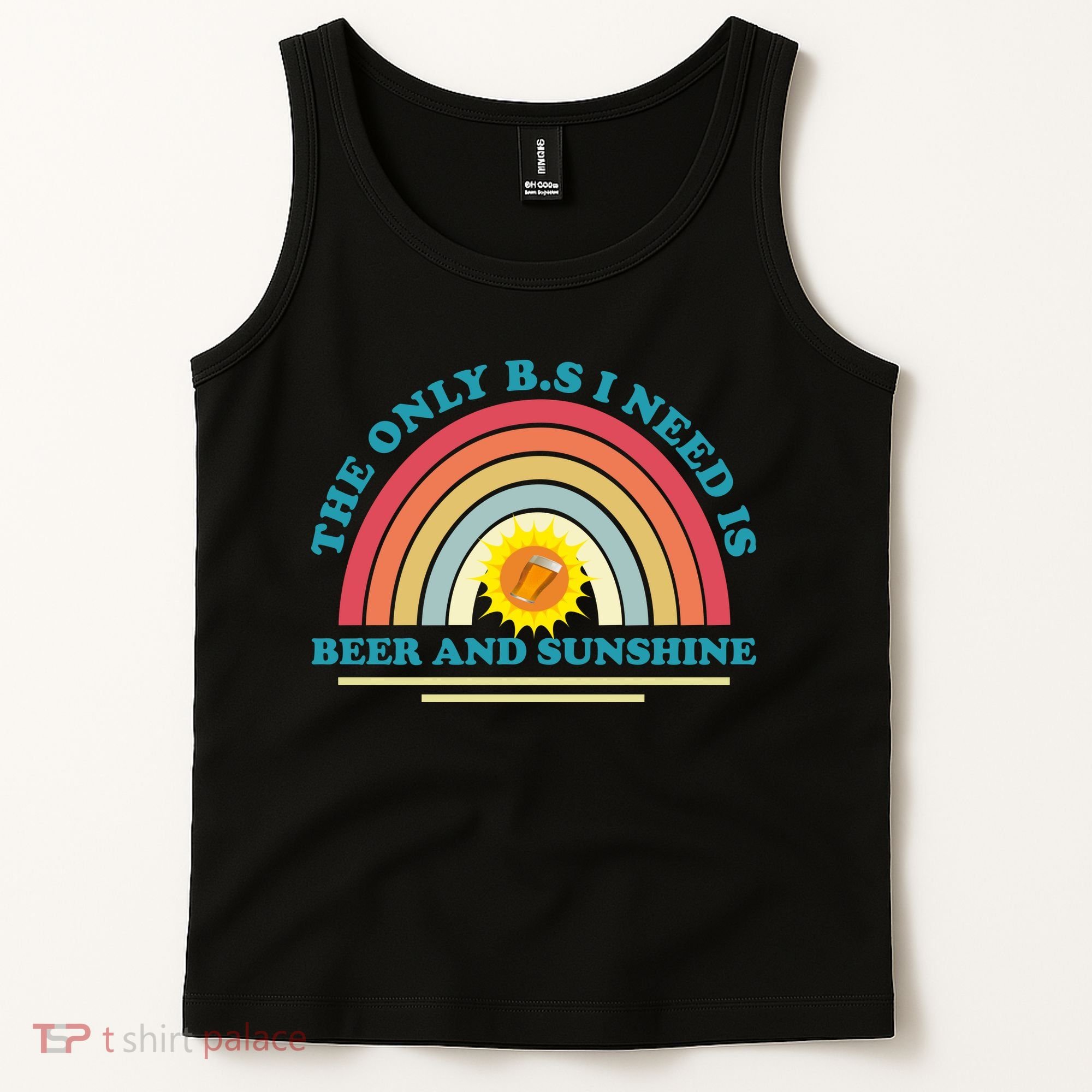 The Only BS I Need Is Beer And Sunshine Boho Rainbow Tank Top
