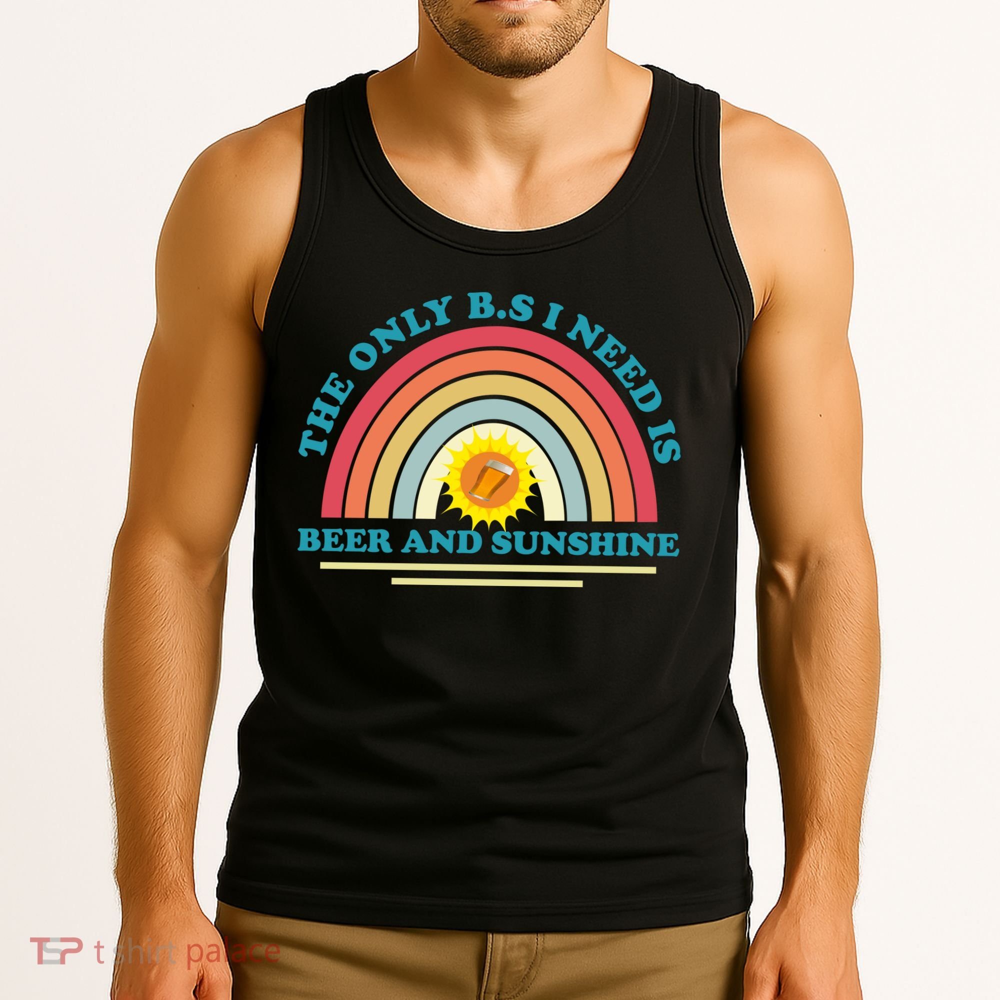 The Only BS I Need Is Beer And Sunshine Boho Rainbow Tank Top