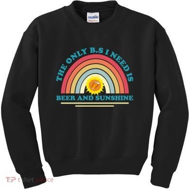 The Only BS I Need Is Beer And Sunshine Boho Rainbow Kids Sweatshirt