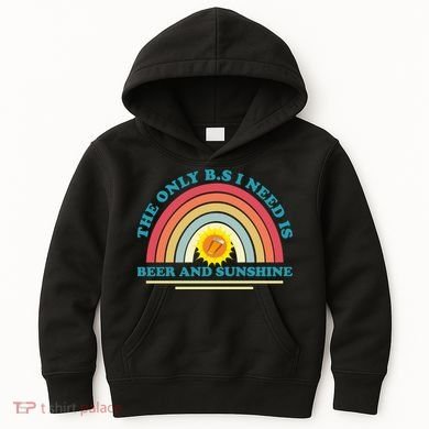 The Only BS I Need Is Beer And Sunshine Boho Rainbow Kids Hoodie