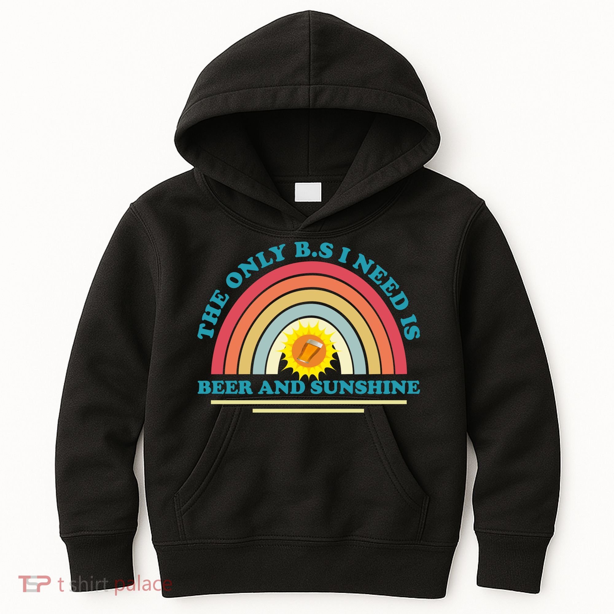 The Only BS I Need Is Beer And Sunshine Boho Rainbow Kids Hoodie