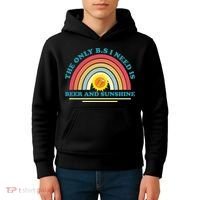 The Only BS I Need Is Beer And Sunshine Boho Rainbow Kids Hoodie thumb 4
