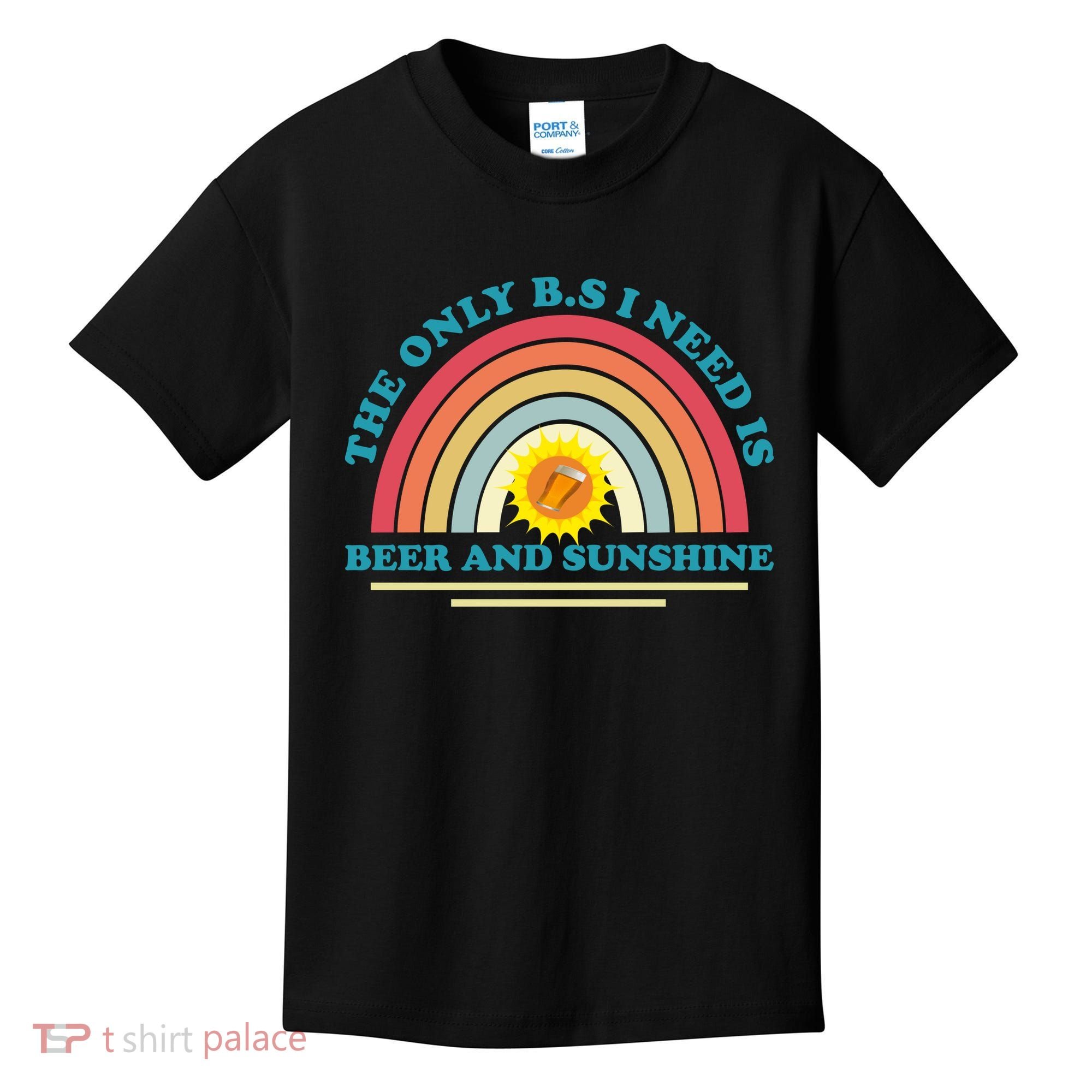 The Only BS I Need Is Beer And Sunshine Boho Rainbow Kids T-Shirt