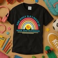 The Only BS I Need Is Beer And Sunshine Boho Rainbow Kids T-Shirt thumb 3
