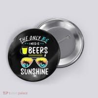The Only BS I need is Beers And Sunshine Cool Funny Summer Button thumb 0