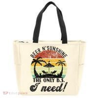 The Only BS I Need Is Beers And Sunshine Retro Beach Tote Bag thumb 0