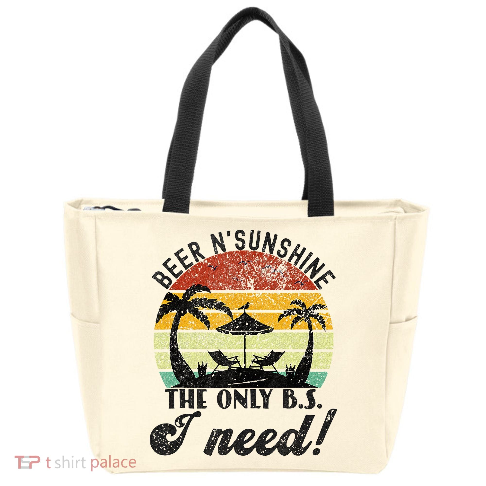 The Only BS I Need Is Beers And Sunshine Retro Beach Tote Bag