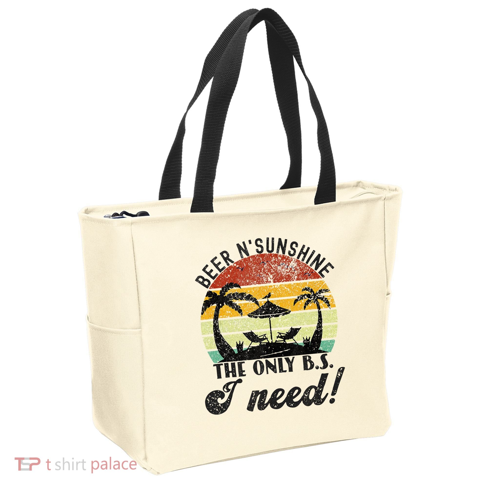 The Only BS I Need Is Beers And Sunshine Retro Beach Tote Bag