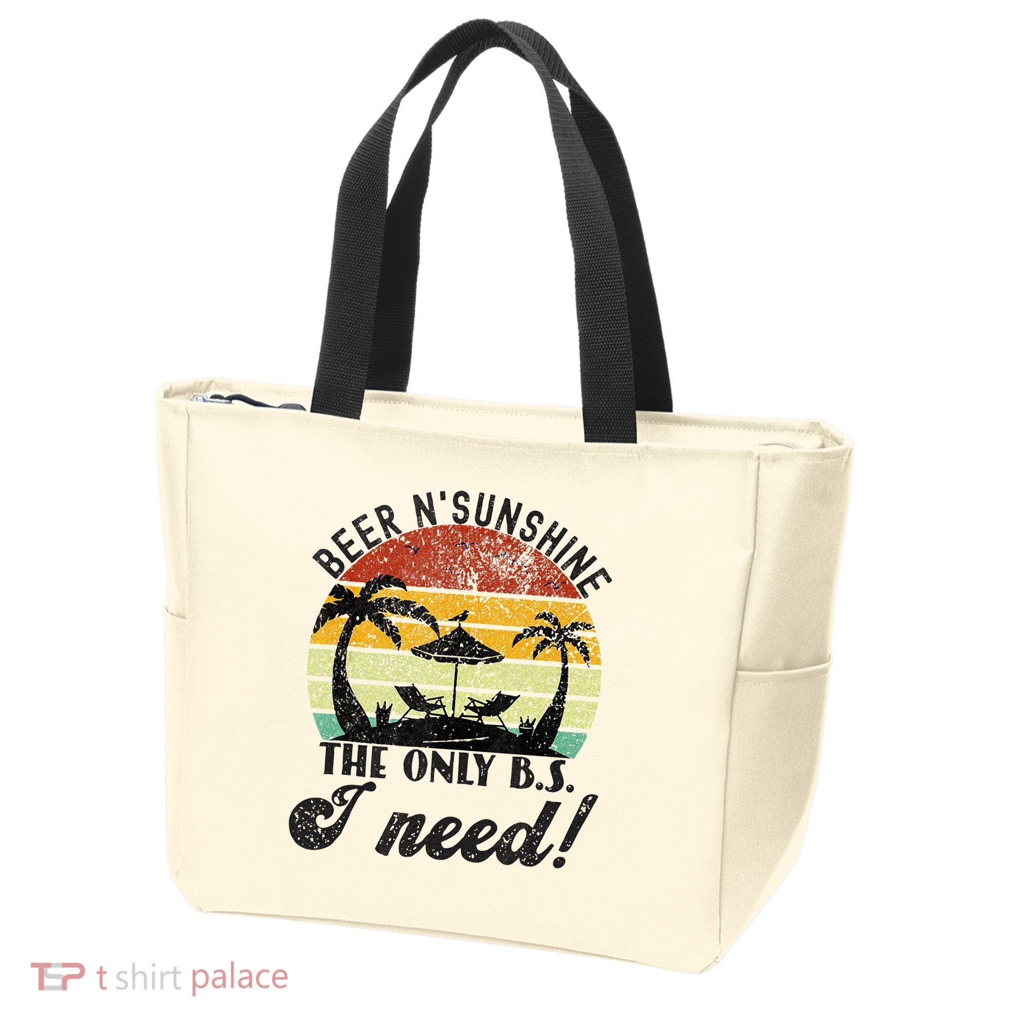 The Only BS I Need Is Beers And Sunshine Retro Beach Tote Bag