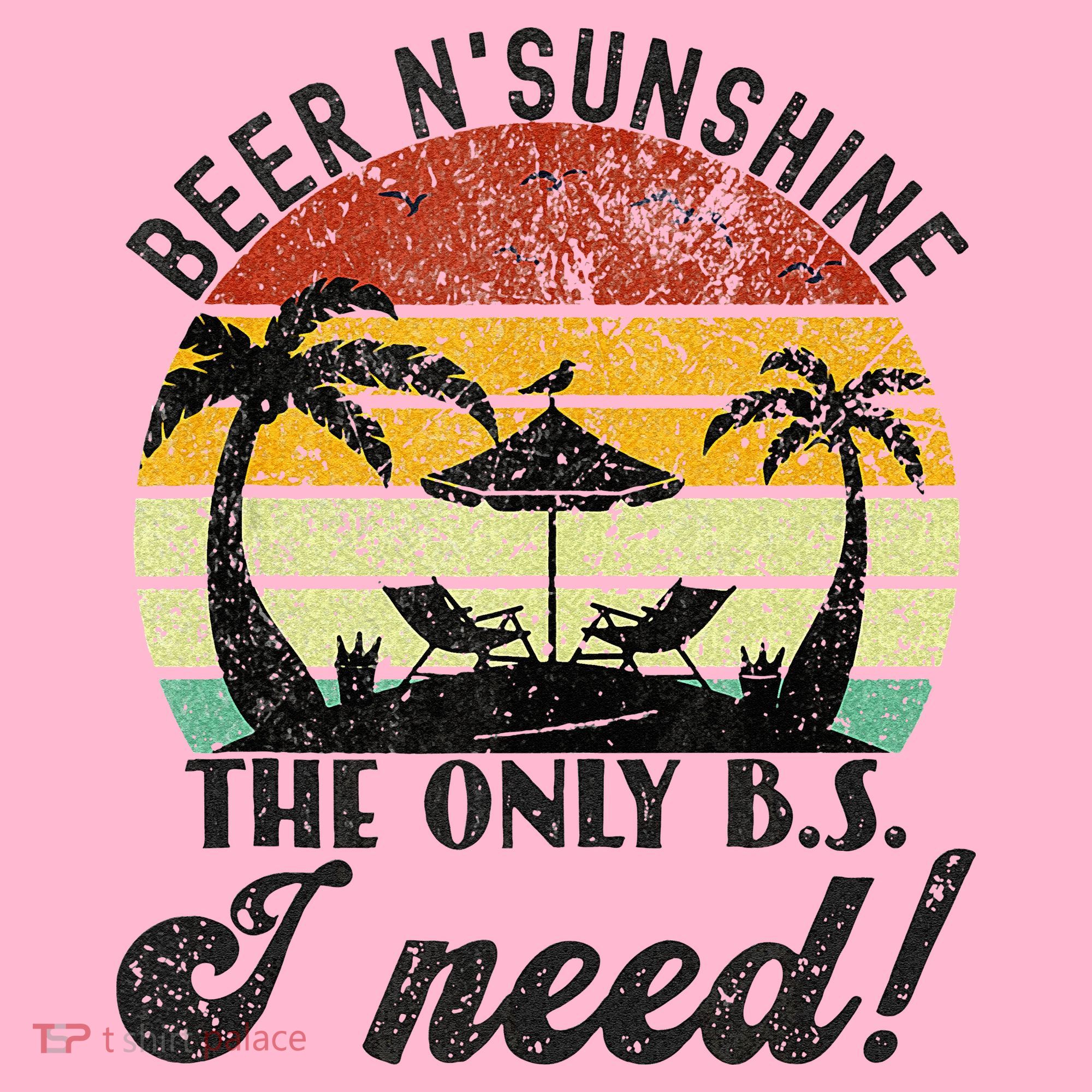 The Only BS I Need Is Beers And Sunshine Retro Beach Coaster