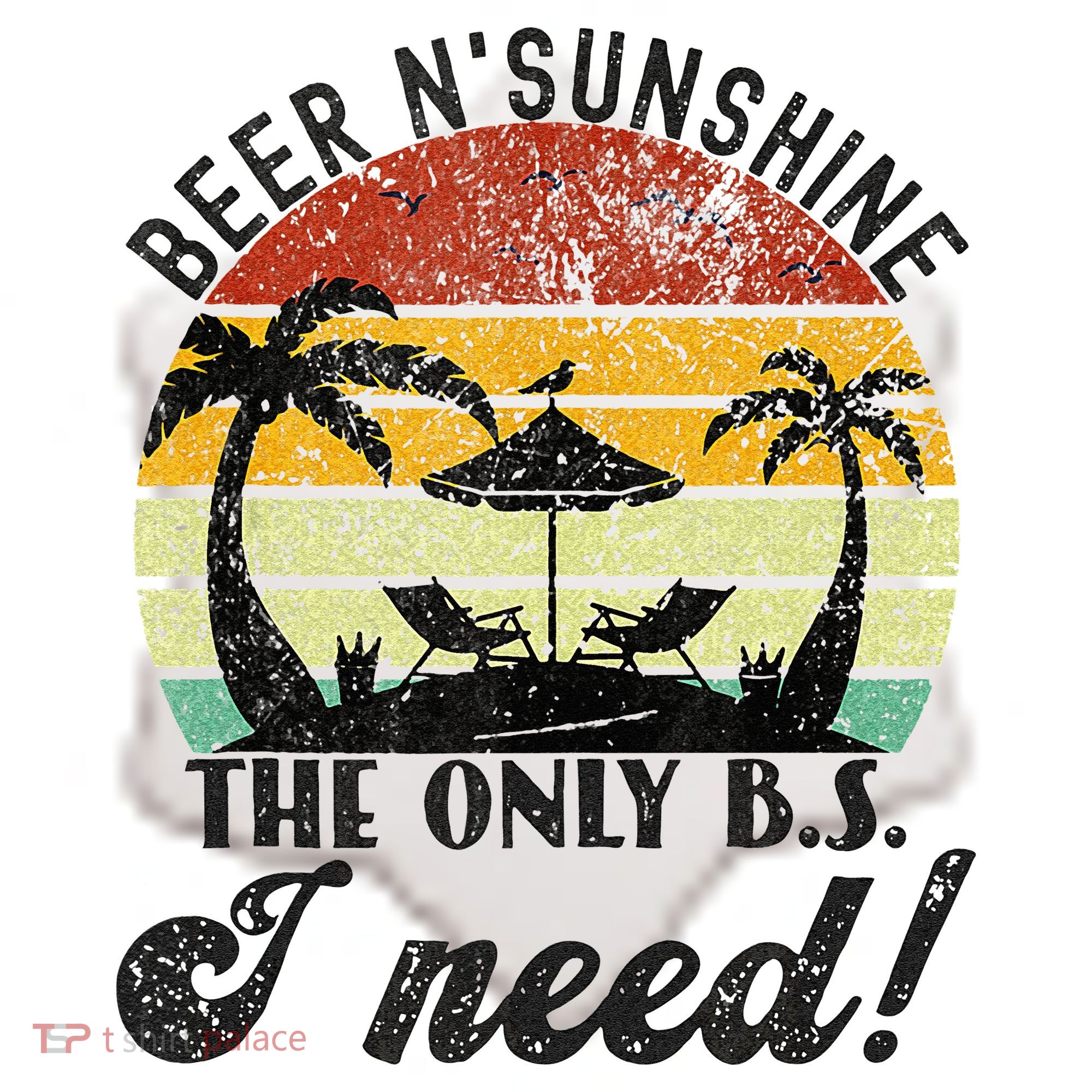 The Only BS I Need Is Beers And Sunshine Retro Beach Ceramic Ornament