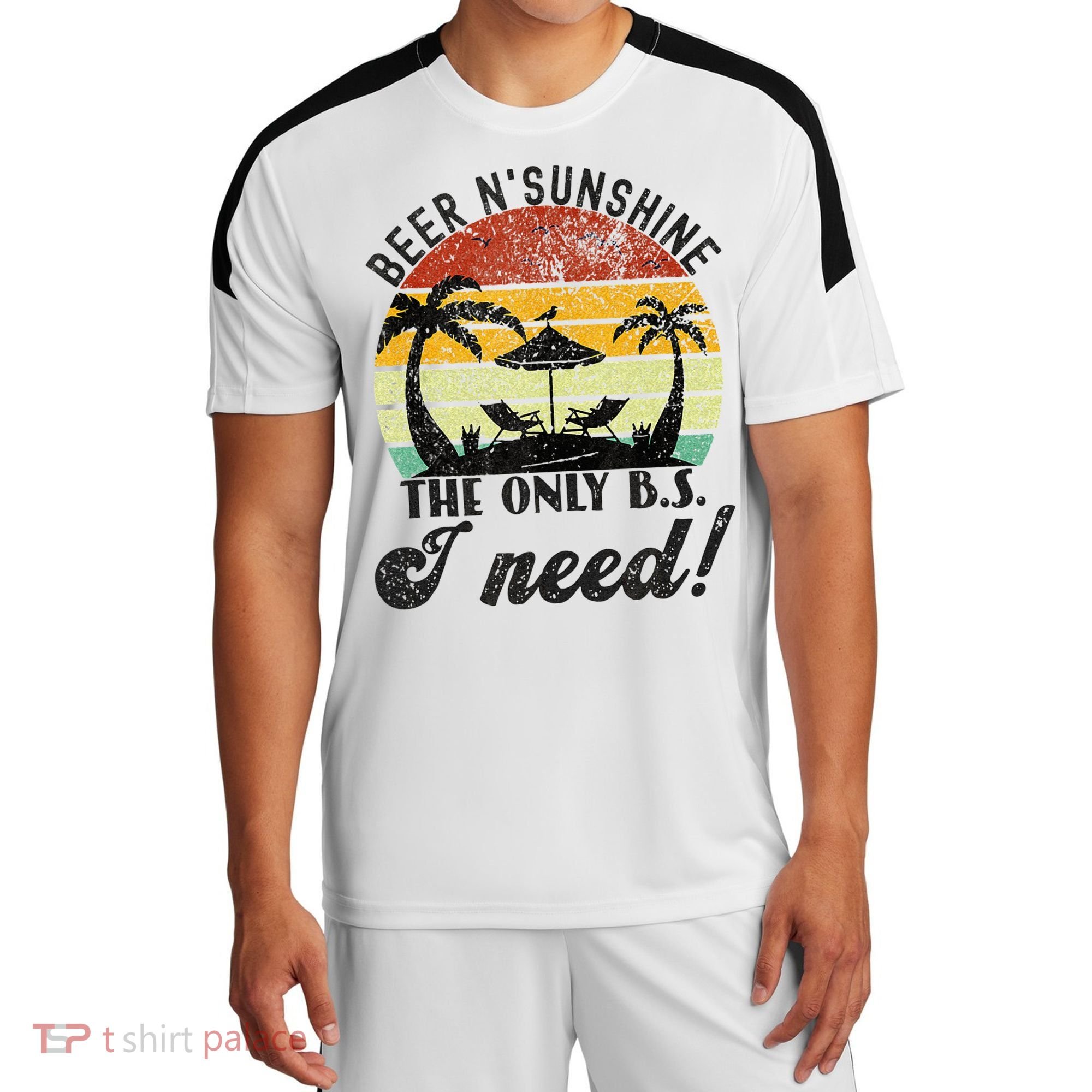 The Only BS I Need Is Beers And Sunshine Retro Beach Sport-Tek Competitor United Soccer Jersey