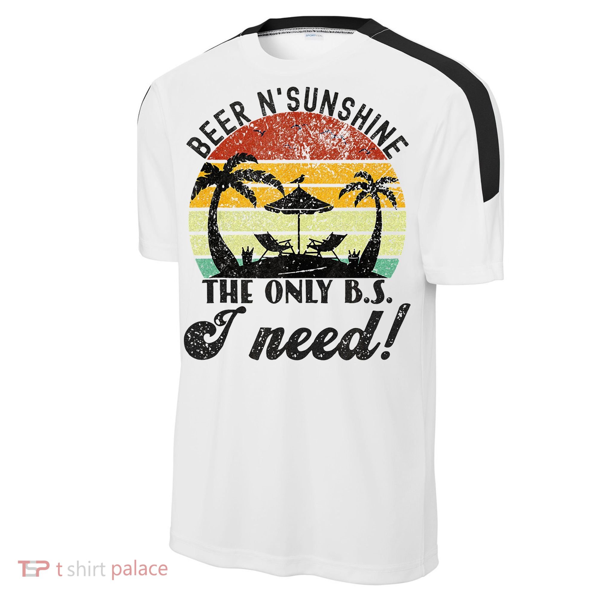 The Only BS I Need Is Beers And Sunshine Retro Beach Sport-Tek Competitor United Soccer Jersey